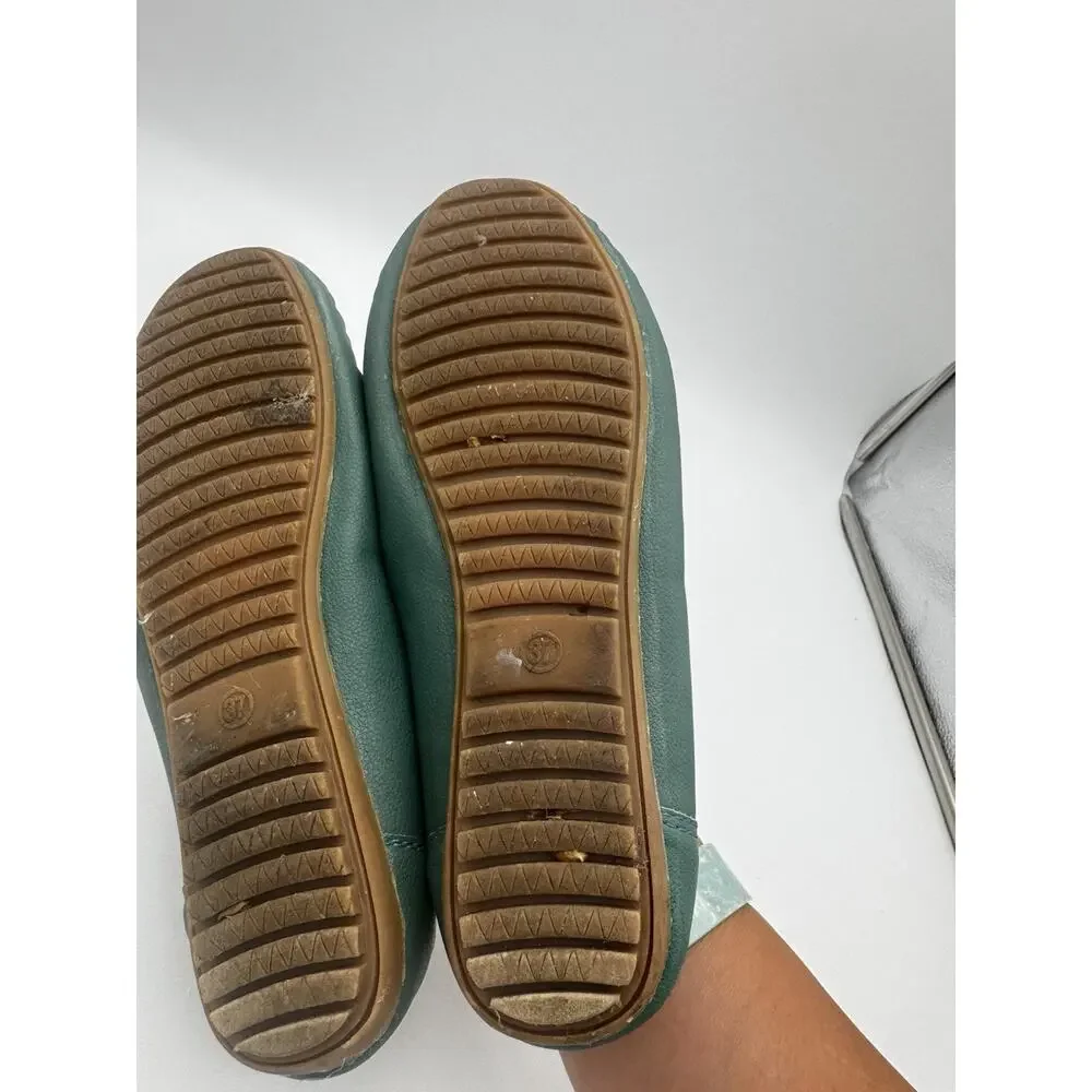 Women’s Green Horsebit Loafers Comfort Slip-On Flats Size 6